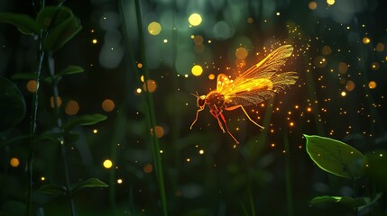 Firefly glowing in the dark