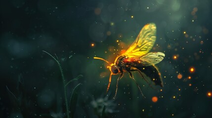 Obraz premium Firefly glowing in the dark