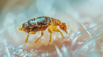 Fototapeta premium flea jumping on pet close up