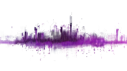 Purple pixel art equalizer wave on transparent background
