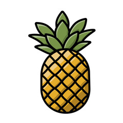 Obraz premium Single Pineapple with Outlines on white Background