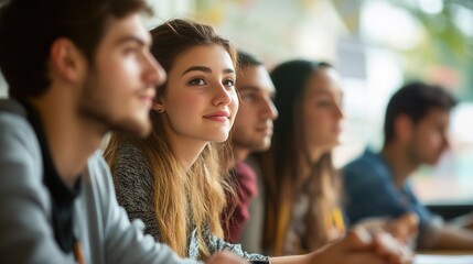 Students learning foreign language in class