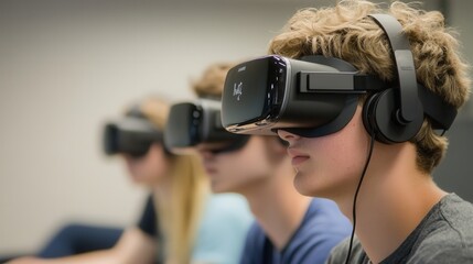 Students using VR for immersive learning