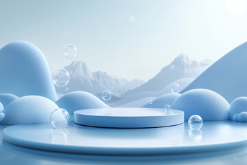 Product display stage background on the water