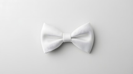 Naklejka premium 90. A classic white bowtie on a white background