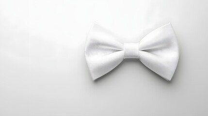 Naklejka premium 90. A classic white bowtie on a white background