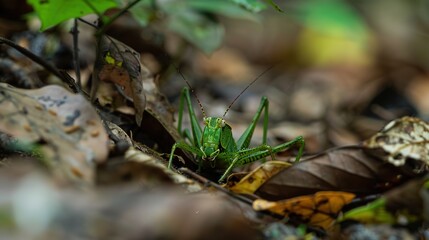 Fototapeta premium Katydid close up wallpaper