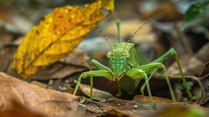 Fototapeta premium Katydid close up wallpaper