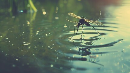 Mosquito by the water close up
