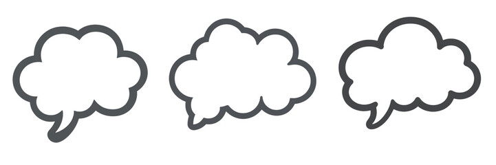 set of A Thought bubble icon, simple flat design, gray outline  transform  background.