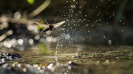 Mosquito by the water close up