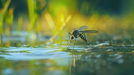 Mosquito by the water close up
