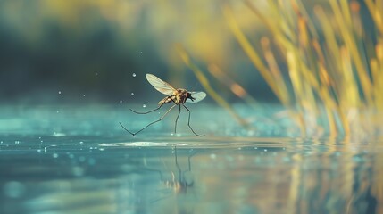 Naklejka premium Mosquito by the water close up