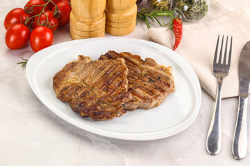 Grilled pork neck sirloin steak