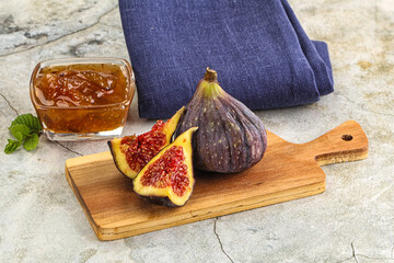 Purple ripe fig with cut