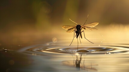 Mosquito by the water close up