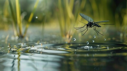 Mosquito by the water close up