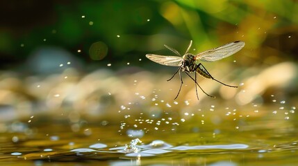 Mosquito by the water close up
