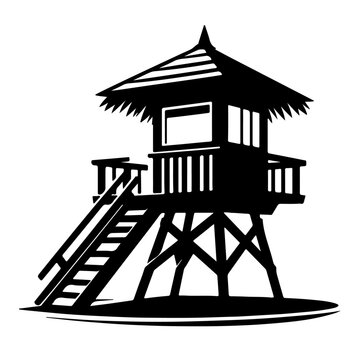 black lifeguard tower silhouette clip art preview