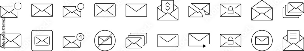 Poster simple linear icon of envelope. editable stroke. minimalistic linear pictogram for design of cards, 
