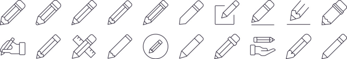 Pen Line Icon Bundle. Editable Stroke. Minimalistic Linear Pictogram for Design of Cards, Apps, Banners, Posts