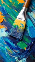 Fototapeta premium Paintbrush with colorful strokes, artistic concept
