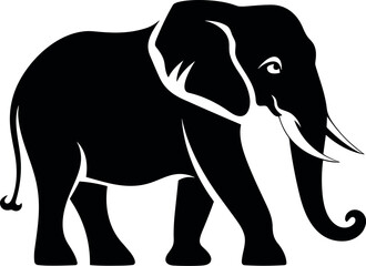 Obraz premium Elephant Silhouette, Elephant Vector Illustration Art. 