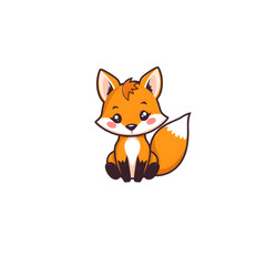 Obraz premium Cute baby fox logo isolated on white background. Generative AI