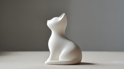 64. A solitary white ceramic cat figurine