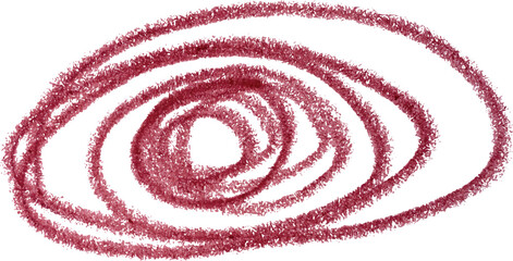 Spiral drawn with red pencil on isolated background