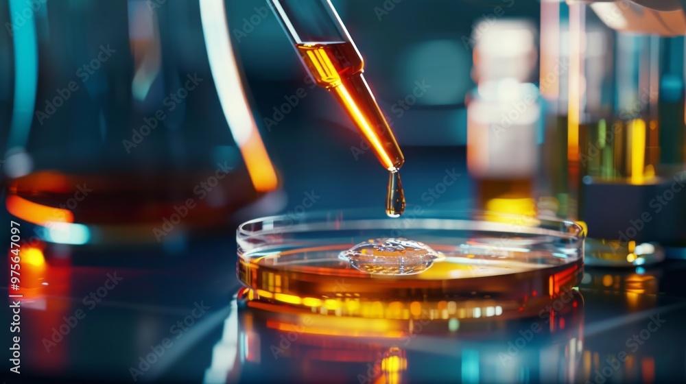 Poster a drop of liquid is falling into a beaker