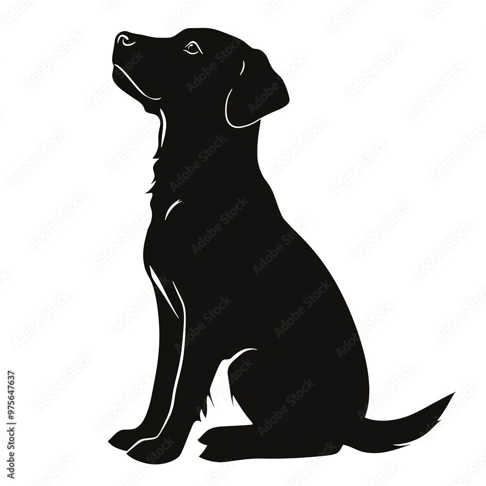 Wall mural dog silhouette vector on white background 