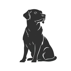 Fototapeta premium Black dog silhouette icon, simple and bold design on white background 