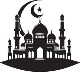 Mosque Vector Design Template Black White