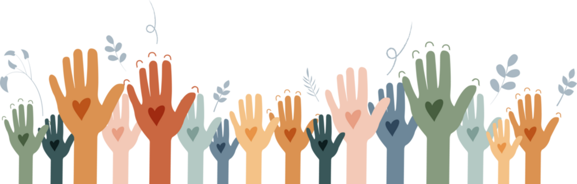 Raised hands. Volunteering, teamwork concert. - Powered by Adobe