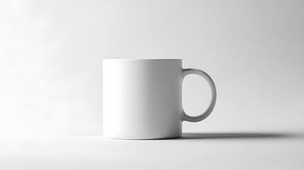 46. A minimalist white ceramic mug with a simple handle