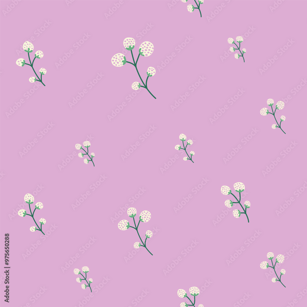 Poster berries seamless pattern. simple floral repeat background. stylized branches surface pattern design.