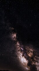 A breathtaking view of the Milky Way galaxy, with a bright band of stars against a deep black sky.