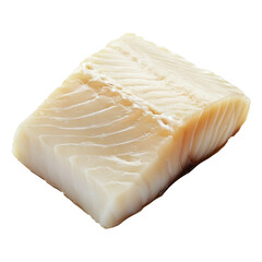 Raw halibut fish fillet isolated on white background