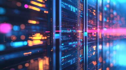 Obraz premium Computer system technology offering integrated network services, featuring data storage solutions, software platforms, and advanced networking capabilities for secure access and computer simulation