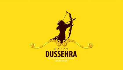 innovative vector illustration of Happy Dussehra festival of India.