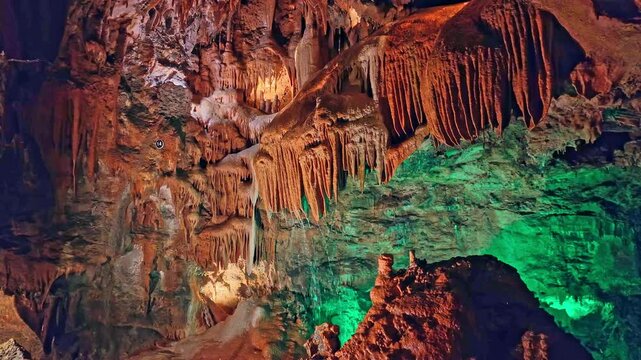 Mira de Aire Caves, Grutas de Mira de Aire at Leiria, Portugal. A set of limestone caves in Porto de Mos, Leiria. Moinhos Velhos