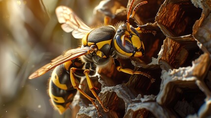 wasp building a nest wallpaper