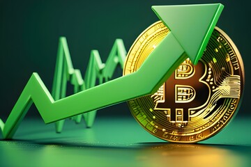 Bitcoin price going up chart with arrow