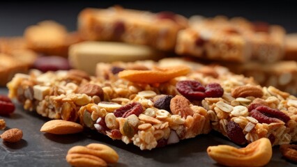 Fototapeta premium A grain bar with homemade dried fruits.