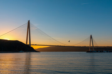 Obraz premium Yavuz Sultan Selim Bridge night exposure, İstanbul, Turkey