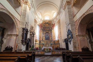 Fototapeta premium Interior of the temple, Church of St. Adalbert and St. Stanislaus the Bishop. Kalisz, Poland.