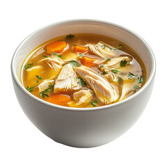 Top Down Side View of Chicken Soup Bowl Isolated on Transparent Background