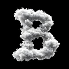 Fototapeta premium Cloud Letter B, Cloud or Smoke Alphabet B Isolated on Black Background, Heavenly Typography with Fluffy Clouds