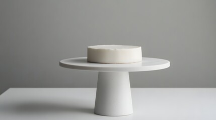 197. A minimalist white cake stand with a single cake